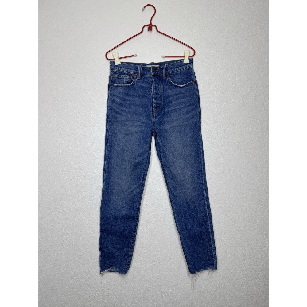 Madewell Men's Vintage Taper Button Fly Jeans 28x26.5 Medium Wash Raw Hem Faded